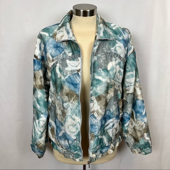 Rare Vintage 80s Fila Zip Up Windbreaker Abstract Print S - Picture 2 of 14